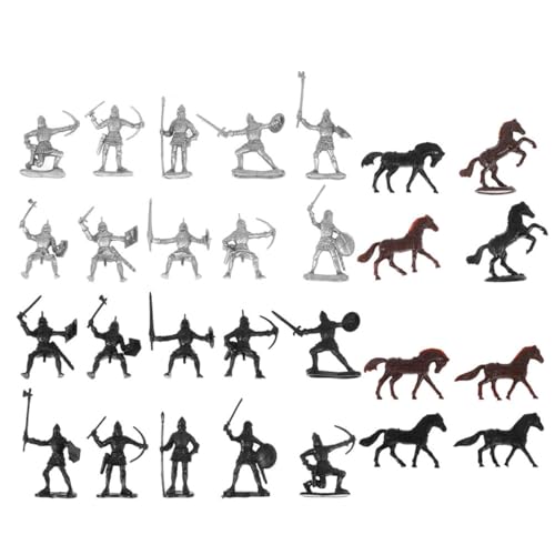 SOPOTUTU 56 Stück Teiliges Mittelalterliches Soldaten modellset aus Kunststoff Inklusive Soldatenfiguren Reitern und Pferden Kreatives für Rollenspiel und Sammeln von SOPOTUTU