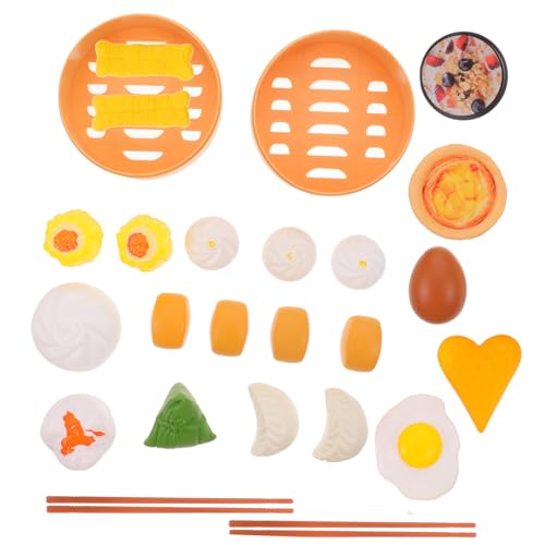 SOPOTUTU 58 Stück Teiliges Frühstück Spielset mit Chinesischen Dampfnudeln und Dim Sum Realistische Rollenspielküche für Leicht und Tragbar Fördert Eltern Junge Mädchen Beziehung und von SOPOTUTU