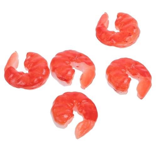 SOPOTUTU Künstliche Garnelenmodelle 5 Stück Realistische Plastikgarnelen für Deko Fotografie Spiel Kleiner Garnelenfiguren für Selbstgemacht Küchenaccessoires von SOPOTUTU