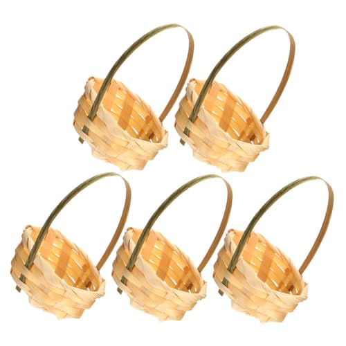 SOPOTUTU 5stücke Mini-flechtkorb Aus Bambus Kleiner Korb Zum Lagern Rustikales Design Miniatur-Korb Für Puppenhaus Blumenkorb Für Dekoration Geeignet Für Home Party Garten von SOPOTUTU