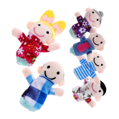 SOPOTUTU 6 Stück Fingerpuppenspielzeug Handpuppen Kleinkinder Handpuppen für Familienmitglieder Storytime Handpuppe Handspielzeug zum Geschichtenerzählen Familienhandpuppe Stoff von SOPOTUTU