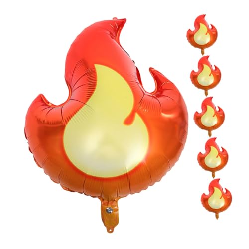 SOPOTUTU 6 Stück Flammenballons Mit Namen LED Leuchtballon Junge Woo Geburtstag Kleine Foliendekorationen Ballonmodellage Für Die Erste Party Bunt Für Zahlen Feuerförmige von SOPOTUTU