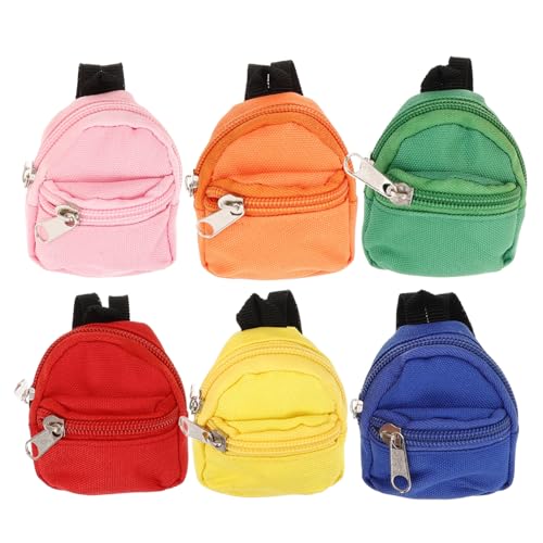 SOPOTUTU 6 Stück Kleiner Rucksack Mini Süße Puppe Schlüsselanhänger Kleine Mädchen Geldbörse Für Weiches Zubehör Rucksack Anhänger Kette Rucksack Anhänger Beutel Schultasche von SOPOTUTU