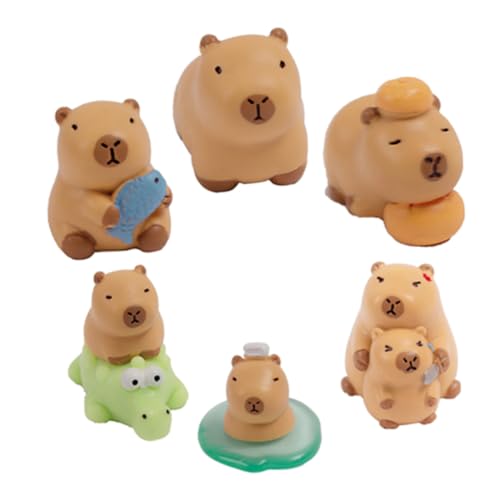 SOPOTUTU 6 Stück Mikrolandschaft Wasserschwein Figuren Geburtstag Skulptur Mini Partygeschenke Deko Capybara-Figur Tiermodell-Ornamente Simulation Von Tierornamenten Harz von SOPOTUTU