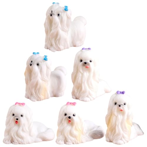 SOPOTUTU 6 Stück Mini Hund Figuren Teiliges Resin Puppy Statue für Mikrolandschaften Niedliche Dekoration für Hundeliebhaber und Kreative Bastelprojekte von SOPOTUTU