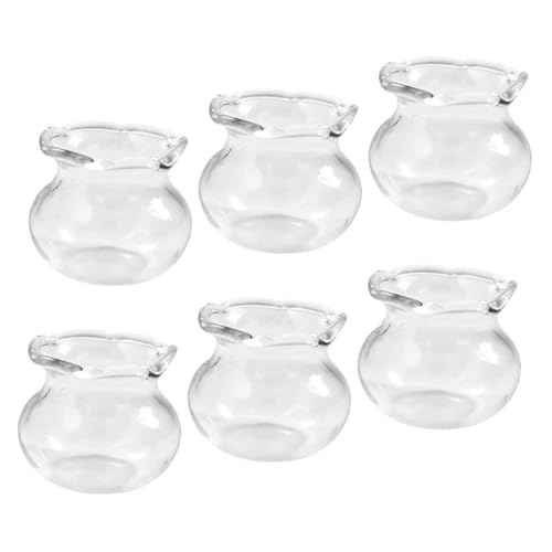 SOPOTUTU 6 Stück Miniatur Glaskugel Fischbowl Mini Aquarien Deko für Puppenhaus Handwerksbedarf für Miniaturlandschaften Realistische Tischdeko von SOPOTUTU