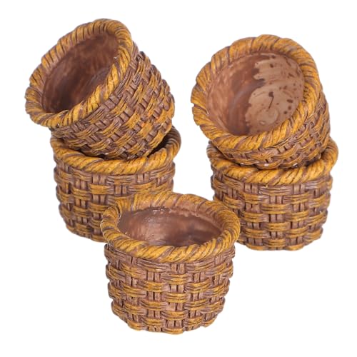 SOPOTUTU 6 Stück Miniature Rattan Körbe Resin Aufbewahrungskörbe für Puppenhaus Dekoration Kleine Körbe für DIY Handarbeiten Mini Landschaften und Kindergarten Projekte SOPOTUTU 6 Stück Miniature Rattan Körbe Resin Aufbewahrungskörbe für Puppenhaus Dekoration Kleine Körbe für DIY Handarbeiten Mini Landschaften und Kindergarten Projekte von SOPOTUTU