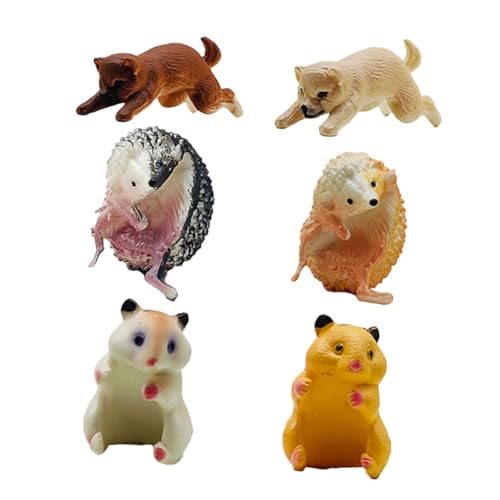 SOPOTUTU 6 Stück Puppe mit Tiertassenrand kleine Tierverzierung Hamster Roman Charme einzigartig Spaß Dekorativ winzig Figur Dekoration Ornament PVC von SOPOTUTU