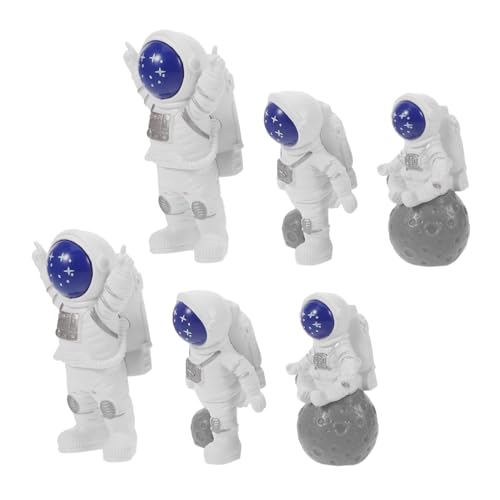 SOPOTUTU 6 Stück Teiliges Astronaut Resin Figurinen Weltraum-thema Mini Raumfahrer Tortendeko und Schreibtisch Ornament Wiederverwendbar Leicht zu Reinigen für Kindergeburtstage und von SOPOTUTU
