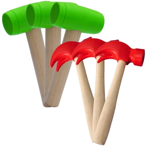 SOPOTUTU 6 Stück Teiliges Hammerset Kleine Schlagwerkzeuge Sichere Hämmer für Jungen und Mädchen von Feinmotorik und Hand Augen Koordination von SOPOTUTU