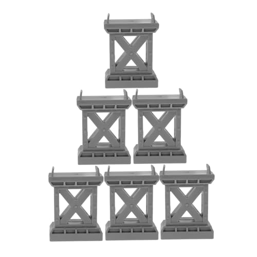SOPOTUTU 6 Stück Teiliges Holz Zugbrückenstützen für Holzspielzeug Eisenbahnschienen Stabile Brückenpfeiler zur Erhöhung und Verstärkung Kompatibel mit Gängigen Spielzeugeisenbahn Sets von SOPOTUTU