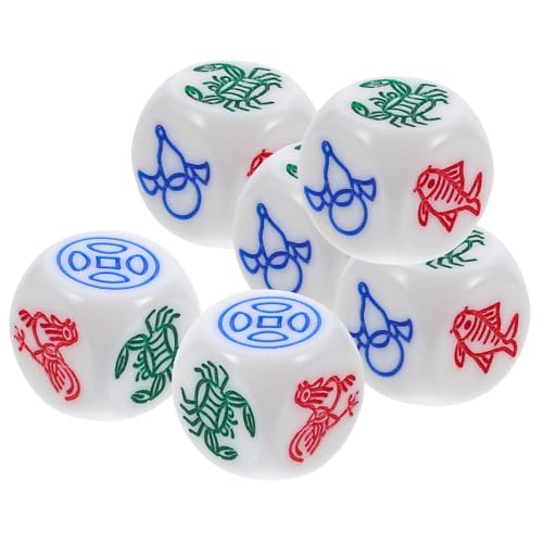 SOPOTUTU 6 Stück Teiliges Kleine Vintage spielwürfel Fisch Garnelen Krabben Huhn Würfelspielwürfel aus Leichtem Strapazierfähigem Resin für Brettspiele Partys und Familienfreizeit von SOPOTUTU