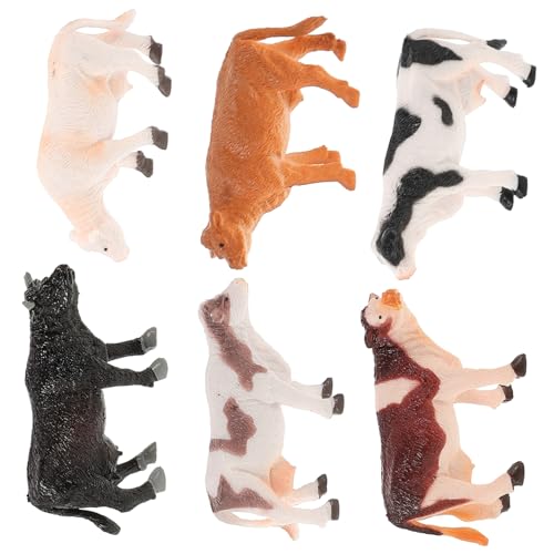 SOPOTUTU 6 Stück Teiliges Mini Rinder Modellset aus Langlebigem Detailreiche Bauernhof Figuren Farbenfrohe Landschaftsdekoration für Spiel und Sammlerszenen von SOPOTUTU