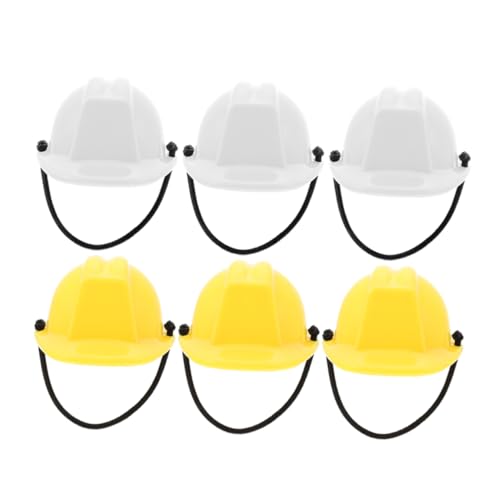 SOPOTUTU 6 Stück Teiliges Miniatur Baustellen Sicherheitshelme Mini Schutzhelme für Puppen Deko Buntes Bauarbeiter Helm Modell als Originelle Puppenhaus Dekoration von SOPOTUTU