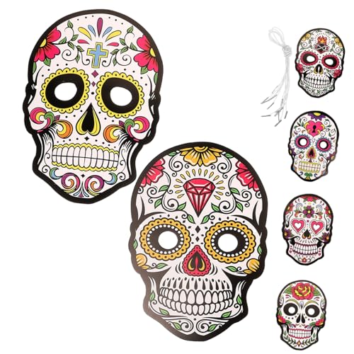 SOPOTUTU 6 Stück Teiliges Papier Tag der Toten Mexikanische Totenkopfmaske Cosplay Halloween Kostüm Accessoire Dekorativ Langlebig für Erwachsene SOPOTUTU 6 Stück Teiliges Papier Tag der Toten Mexikanische Totenkopfmaske Cosplay Halloween Kostüm Accessoire Dekorativ Langlebig für Erwachsene von SOPOTUTU