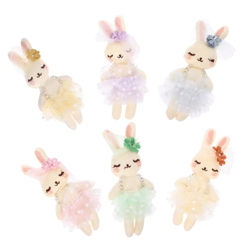 SOPOTUTU 6 Stück Teiliges Plüsch Kaninchen Weiche Kleine Hasenpuppen Gefüllte DIY Basteltiere für Ostergeschenke Vielseitige Dekoration für Kleidung Accessoires und Taschen von SOPOTUTU
