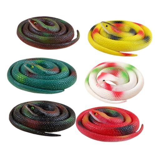 SOPOTUTU 6 Stück Teiliges Realistische Gummischlangen aus Robustem Material Lebensechte Simulation für Partydeko Halloween Streiche und Kostüme Vielseitiges Schlangenspielzeug in Zufälligen von SOPOTUTU