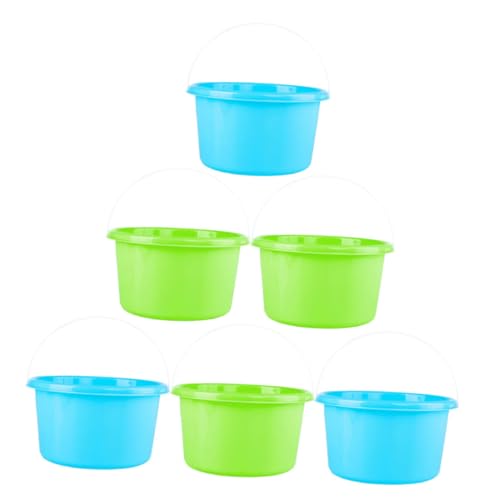SOPOTUTU 6 Stück Teiliges Strandspieleimer Mini Sandspielzeug Bunter Kunststoff Eimer Robustes Strandspielzeug für Jungen Mädchen Ab Jahren Kreative Buddelhilfe Zufällige Zufällige Farbe von SOPOTUTU