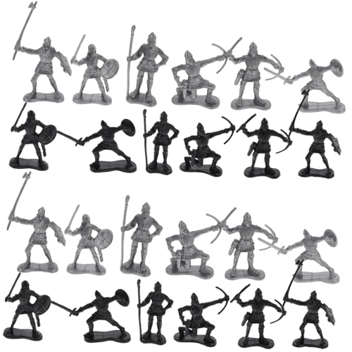 SOPOTUTU 60 Stück Militärmodell Harz Soldat Modell Ritter Figuren Krieger Actionfigur Mittelalterliche Soldaten Ritter Party Favors Armee Männer Spielset Antike Spielzeugsoldaten von SOPOTUTU