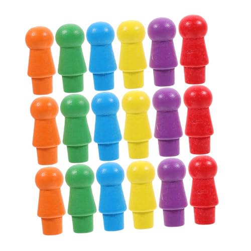 SOPOTUTU 60 Stück Teiliges Bunte Holz Schachfiguren für Brettspiele Stabile und Langlebige Spielfiguren Farbige Holzfiguren für Flugschach und Vielseitige Spielzubehör von SOPOTUTU