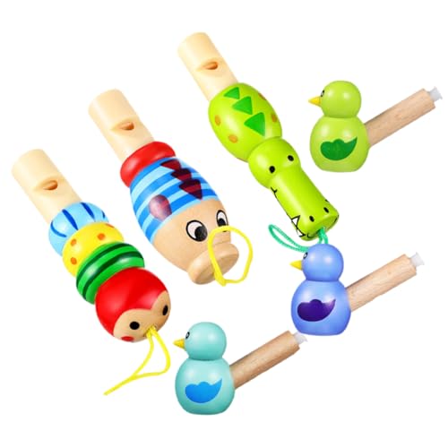 SOPOTUTU 6 Stück Cartoon Pfeifen für Kinder Lustiges Musikinstrument Spielzeug Partypfeifen für Geburtstage und Feiern Leicht und Tragbar Holz und PVC Material von SOPOTUTU
