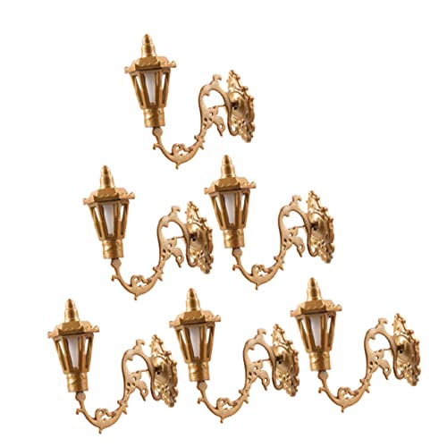 SOPOTUTU 6Stücke Puppenhaus Wandlampe Teiliges Dekorationslampe mit Warmem Licht für DIY Puppenhäuser und Miniaturlandschaften Goldene Farbe Realistische Details von SOPOTUTU