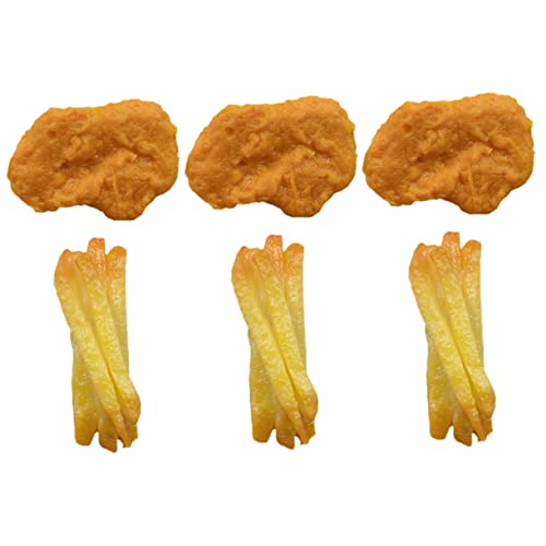 SOPOTUTU 6Stücke Spielküchen Zubehörset Realistische Gefälschte Hühnernuggets Und Frites Künstliche Lebensmittelmodelle Für Essensspielzeug Und Küchendekoration von SOPOTUTU