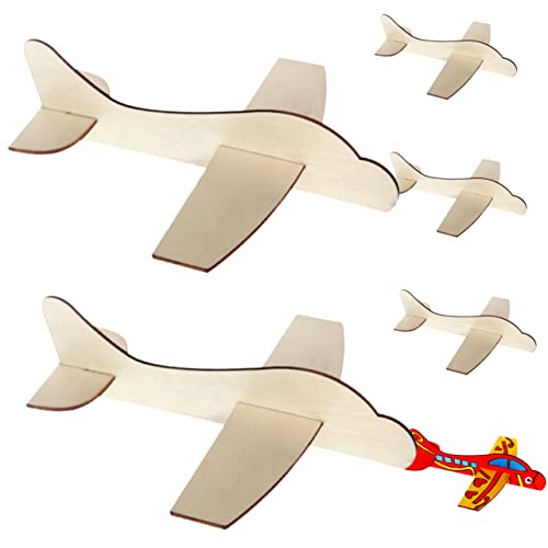 SOPOTUTU 6Stücke Teiliges Holzflugzeug Modellset zum Basteln für DIY Malerei Sicheres für Kreative Bastelstunden für Kindergeburtstage und Partys von SOPOTUTU