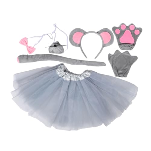 SOPOTUTU 7 Stück Teiliges Graues Kostüm mit Atmungsaktivem Stoff Süßem Ohren Haarreif Tüllrock Schleife Handschuhen und Nasenaccessoire für Halloween Schule und Party SOPOTUTU 7 Stück Teiliges Graues Kostüm mit Atmungsaktivem Stoff Süßem Ohren Haarreif Tüllrock Schleife Handschuhen und Nasenaccessoire für Halloween Schule und Party von SOPOTUTU