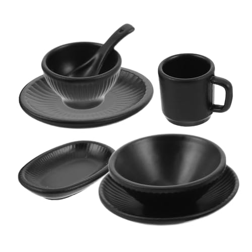 SOPOTUTU 7 Stück Teiliges Miniatur-dinnerware-Set aus Kleine Japanische Gestreifte Schalen Teller und Tassen für Puppenhaus Mikrolandschaft Langlebige Miniatur-tischgeschirrmodelle von SOPOTUTU
