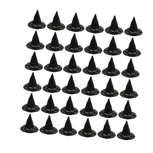 SOPOTUTU 72 Stück Teiliges Hexenhüte für DIY Basteln Schwarze Kunststoff Hexenhüte für Puppenhaus Halloween Party Deko Leichte Hut Accessoires für Tisch und Regalgestaltung von SOPOTUTU