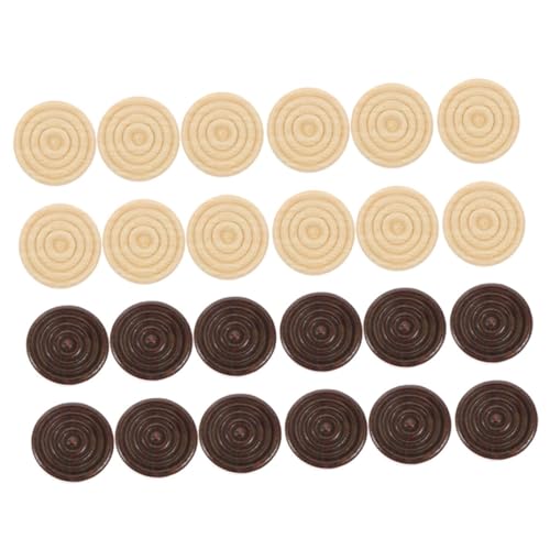 SOPOTUTU 72Stücke Holz Schachfiguren Runde Spielfiguren für Schach und Dame Zubehör für Brettspiele Tragbar für Unterwegs aus Hochwertigem Holz von SOPOTUTU