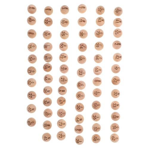 SOPOTUTU 75 Stück Teiliges Holz Bingo Ball Set Nummerierte Langlebige Kugeln Klar Graviert Leicht und Tragbar für Indoor und Outdoor Spiele Team Building Familienunterhaltung und von SOPOTUTU