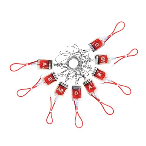 SOPOTUTU 8 Stück Blutgruppen Schlüsselanhänger Niedliche Blut Charm Halter Nummer Blutspender Schlüsselanhänger Vampir Partygeschenke Gruseliger Schlüsselanhänger Beutel Klein Mini von SOPOTUTU