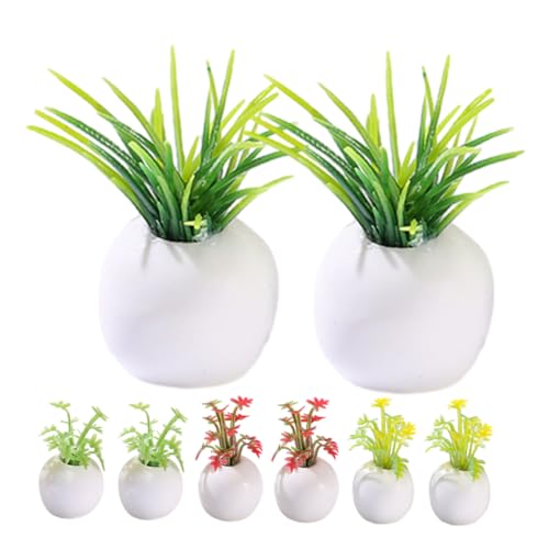 SOPOTUTU 8 Stück Miniatur Bonsai Pflanze Teiliges Künstliche Sukkulente für Puppenhaus Dekoration Realistische Topfpflanze Leichte Miniatur für DIY Projekte und Fotografie von SOPOTUTU