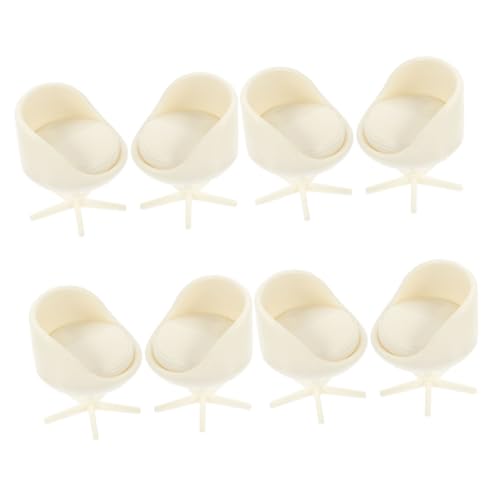 SOPOTUTU 8 Stück Möbel Drehstuhl Modell Stühle Mini Stuhl Weihnachten Puppenhaus Stuhl Ornament Puppenhaus Zubehör Puppenhaus Wohnzimmer Möbel Puppenhaus Ornamente Abs Beige von SOPOTUTU