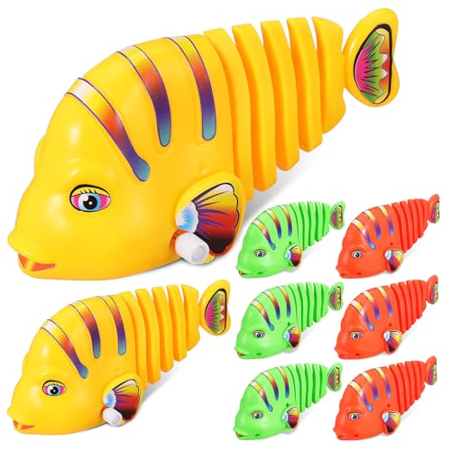 SOPOTUTU 8 Stück Teiliges Badespielzeug Bunte Wind Up Fisch Spielzeuge mit Automatischer Schwingbewegung Schwimmende Badewannentiere für Badewanne und Pool Spielspaß von SOPOTUTU