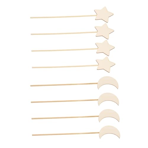 SOPOTUTU 8 Stück Teiliges Holz Zauberstab für Mädchen DIY Kreative Feenstäbe mit Mond und Sternmotiv für Kindergeburtstag Halloween und Fantasievolles von SOPOTUTU