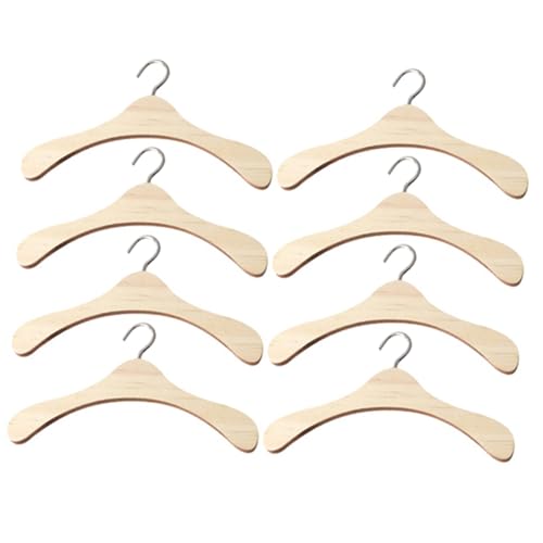 SOPOTUTU 8 Stück Teiliges Holzkleiderbügel für Puppenkleidung Kleine Puppenbügel Platzsparend Langlebig Ordentlichen Aufbewahrung von Puppenkleidern von SOPOTUTU