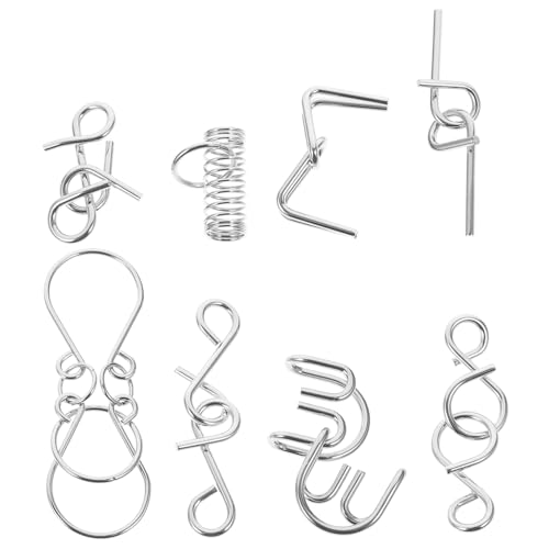 SOPOTUTU 8 Stück Teiliges Metall Gehirntrainer Knobelspiel für Konzentration und Logisches Denken Langlebiges Eisenmaterial Denkspielzeug für Ab Jahren zur Kognitiver Fähigkeiten von SOPOTUTU