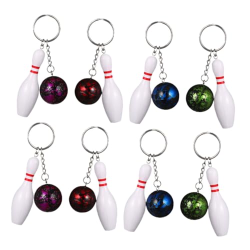 SOPOTUTU 8 Stück Teiliges Mini Bowling Schlüsselanhänger aus Robustem und Bunte Bowling Pins als Anhänger als Mitgebsel für Kindergeburtstag Partydeko und Sportfans Vielseitig für Taschen von SOPOTUTU