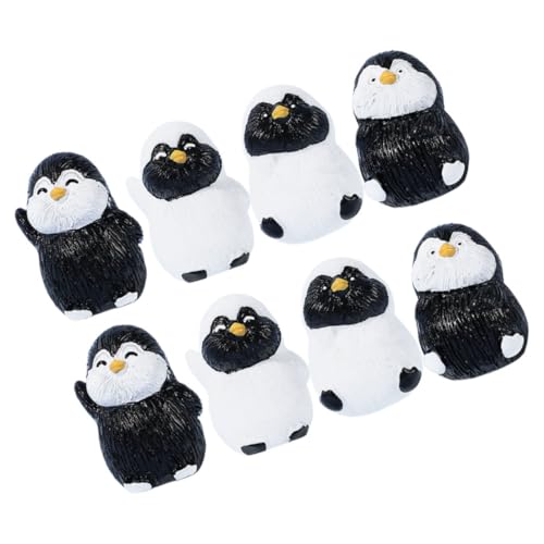 SOPOTUTU 8 Stück Teiliges Miniatur Pinguinfiguren aus Resin Lebendige Cartoon Designs Leichte Mini Tierdekoration für Puppenhaus Gartendeko Kuchen und Auto Langlebig und Bruchfest von SOPOTUTU