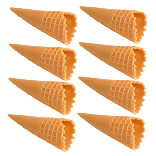 SOPOTUTU 8 Stück Teiliges Realistische Eiscreme Modelle aus Langlebigem PVC Detailgetreue Miniatur Eiswaffeln für Fotorequisiten und Frühe Bildung Braune Farbe von SOPOTUTU
