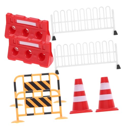 SOPOTUTU 8 Stück Teiliges Verkehrsschild Spielzeugset mit Bunten Miniatur Absperrhütchen und Straßensperren Robustes Lernspielzeug für Verkehrsregelung Modellbau und Schulprojekte von SOPOTUTU