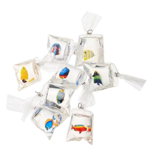 SOPOTUTU 8 Stück Transparenter Fischschmuck aus Kunstharz glücksbringer lustige Schlüsselanhänger Fisch-Charm-Schlüsselanhänger Fisch Schlüsselanhänger Plastik von SOPOTUTU
