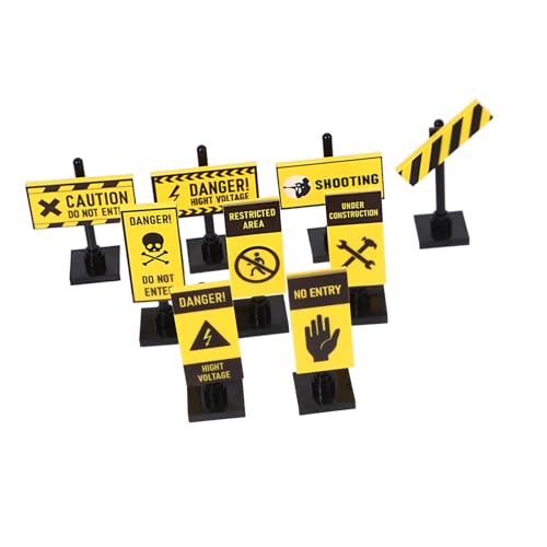 SOPOTUTU 9 Teiliges Warnschild Miniatur Straßenhandwerk Mini Warnschild Dekoration Miniatur Warnschild Mini Puppenhaus Zubehör Mini Vorsichtsschild Stoppschild Straßenschilder von SOPOTUTU
