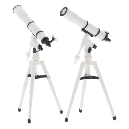 SOPOTUTU Astronomisches Teleskop Modellteleskop Teleskop Astronomisches Teleskop Puppenhaus Mini Möbeldekoration Mini Teleskop Für Astronomie Weißer Kunststoff 2 Stück von SOPOTUTU