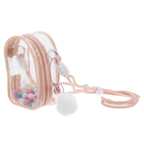 SOPOTUTU Aufbewahrungstasche für Puppen Organisation tragbar Zubehör Figur Sammlerstück Anzeige Display-Tasche Mini-Tragetasche Mini-Klarsichtbeutel transparente Taschen für Puppen PVC Rosa von SOPOTUTU