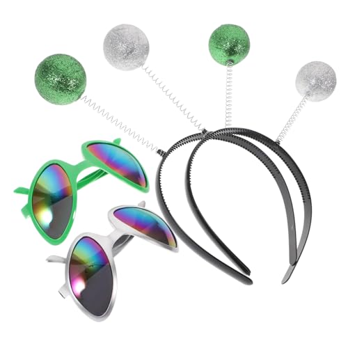 SOPOTUTU Außerirdische Kostüm partybrille und Wiederverwendbare Haarbänder mit Grünem und Silbernem Stirnband Farbigen Foliengläsern Bequem und Langlebig für Fasching und Cosplay SOPOTUTU Außerirdische Kostüm partybrille und Wiederverwendbare Haarbänder mit Grünem und Silbernem Stirnband Farbigen Foliengläsern Bequem und Langlebig für Fasching und Cosplay von SOPOTUTU
