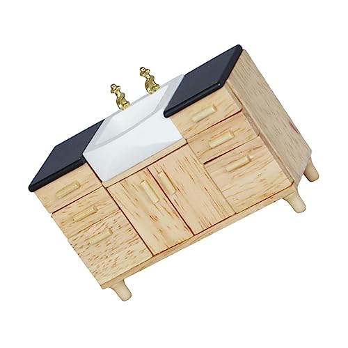 SOPOTUTU Badezimmer Möbel Holzfarbene Deko für Miniaturzimmer für Kinderzimmer und Fotografie Zubehör von SOPOTUTU